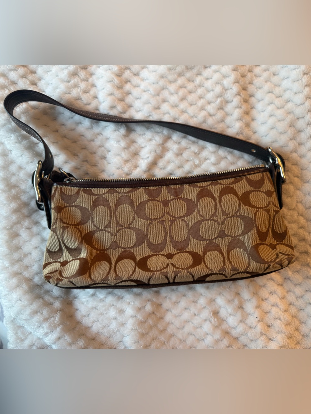 Coach Tan and Dark Brown Canvas & Suede Shoulder Bag - Picture 3 of 7
